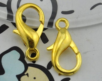 100pcs Gold Plated Lobster Claw Clasps Findings 7x12mm--J00121
