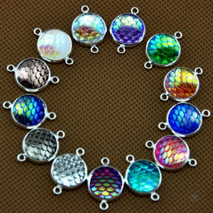 Shimmery mermaid charms, sparkling mermaid scales,mermaid scale connector charm, connectors, connector charms