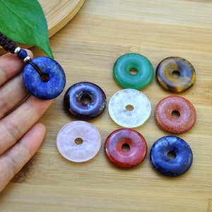 Macrame Crystal Donut Lucky Safety Keychain，Good Luck Keychain,Gemstone Keychain,Good Fortune Keychain,Happiness Keychain,Fung Shui Keychain