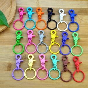 Mixed Color 44mm Swivel Lobster Clasps Clips+30mm DIY Split Key Ring,Swivel Clasp Connector for Keychains and Accessories for bag/Purses