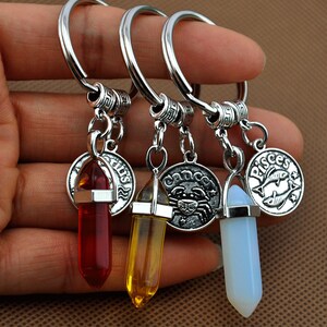 Chaveiro de cristal/chaveiro de cristal/chaveiro do zodíaco/chaveiro de pedras preciosas/chaveiro de dama de honra, presente para filha | Presente para Filho/Chaveiro Pendente