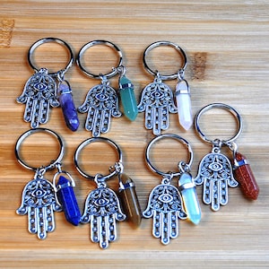 Hamsa Keychain,Crystal Keychain,Yoga Meditation Keychain,Gemstone Keychain,Hand of Fatima keychain ,New Home Gift,spiritual keychain
