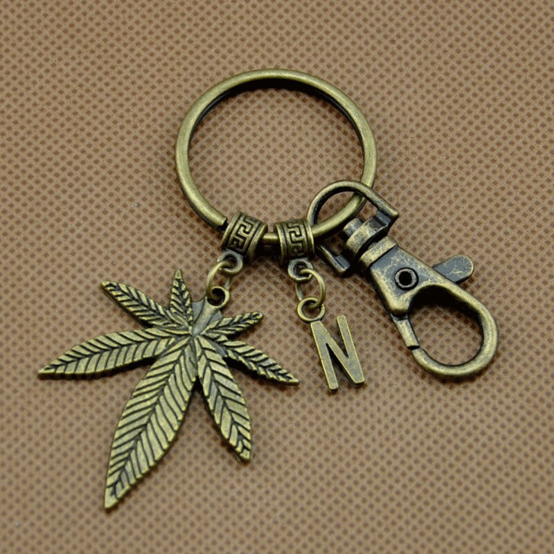 Cannabis Keychain LARGE Leaf Keyring Personalized Keychain Etsy