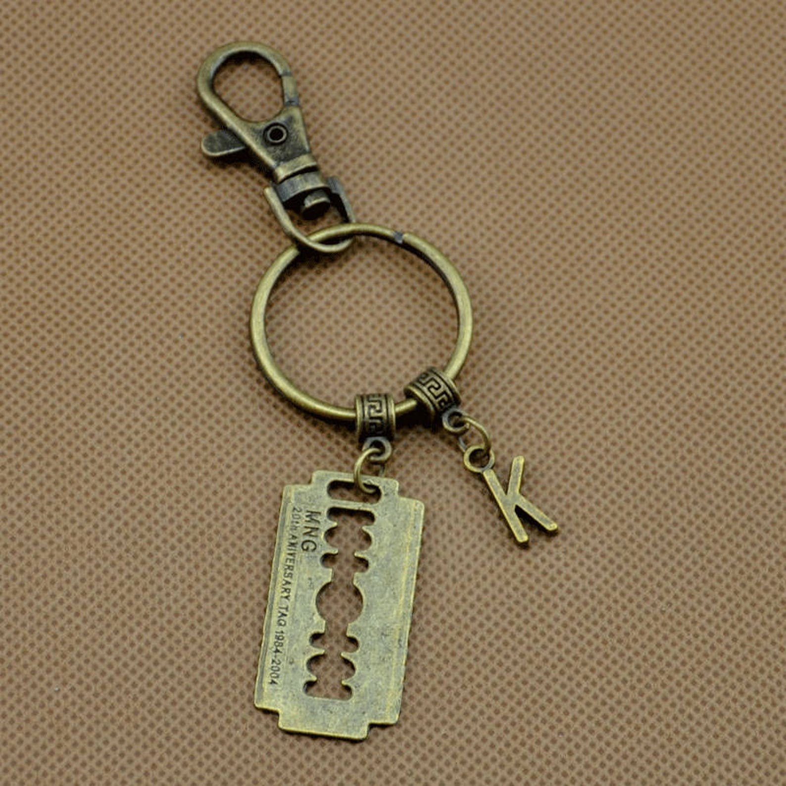 Razor Blade Keychain With Initial Razor Blade Jewelry Etsy
