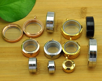 Edelstahl-Glas-Medaillon-Anhängerhalskette / Schlüsselbund, Locket-Halskette befüllbarer Schmuck für Edelsteine / Sand oder Aschehaarhalsketten-Denkmal