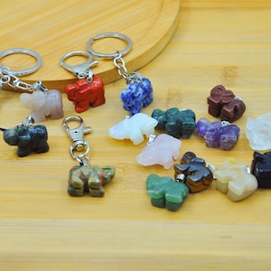 Natural stone elephant pendant Keychain,spiritual elephant keychain phone charm,Elephant Gift,Bag Accessory,birthday gift idea,safe travels