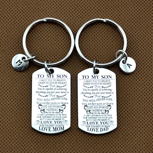 To My Son, I Want You To Believe Deep In Your Heart, Dog Tag Keyring, Son Gift From Mom, custom son dog tag, gift for son, gifts for him