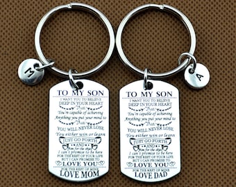 To My Son, I Want You To Believe Deep In Your Heart, Dog Tag Keyring, Son Gift From Mom, custom son dog tag, gift for son, gifts for him