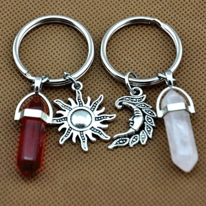 Crystal Keychain,sun and moon crystal keychain,friendship keychain,bff keychain,bridesmaid keychain,best friends keychain,Couples keychain