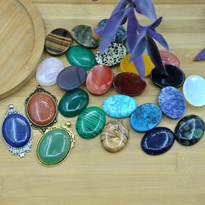 30x40mm Gemstone crystal Oval Flatback CAB Cabochon，Oval Gemstone CAB Flatback Cabochon DIY Semi-precious Stone For Jewelry Making