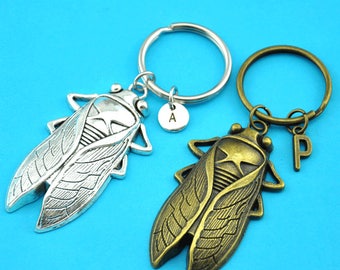 Cicada Schlüsselanhänger 1 Pc Vintage Punk Stil Zikade Schlüsselanhänger Silber und Bronze zwei Ton Schlüsselanhänger paar Schmuck-Jy1524-JT650