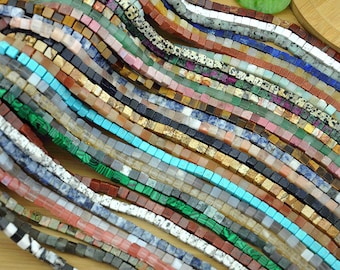 Natural Smooth Cube Beads Size 6mm，Gemstone Loose Spacer Energy Healing Stone DIY Jewelry Making，Gemstone Cube Beads One Strand Apx 65 Pcs