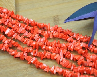 Beautiful Orange Red Coral Irregular Nugget Freeform Chip，Quality Coral Chip Nugget Pebble Chip Bead，Raw Stone Chip，Coral Chips Beads