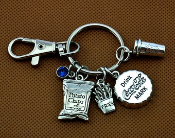 Porte-clés de croustilles, croustilles de cadeau de Foodie Keychain- KeyChain de croustilles de pomme de terre, keychain de coke, keychain de chapeau de bouteille de coke -1103