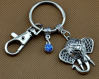 Elephant Keychain/ Elephant Key Chain/ Elephant Keyring/Hippie Elephant,Birthstone Keychain-1560