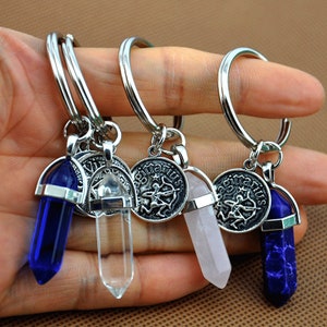 Crystal Keychain, Zodiac Pendant Keychain, Gemstone Keychain, Constellation Keychain, Stone Keychain, Twelve Constellations Key Chain