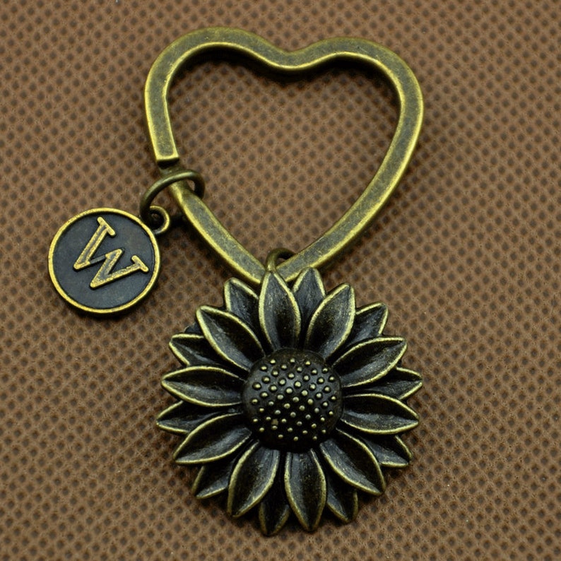 Sunflower Keychain Sunflower Charm Flower Keychain Etsy