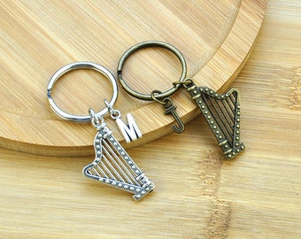 Harp Keychain，music Keychain,Musician Music Teacher Gift,Graduation Keychain,Best Friend Keychain,harp player,Find Joy in the Journey Gift