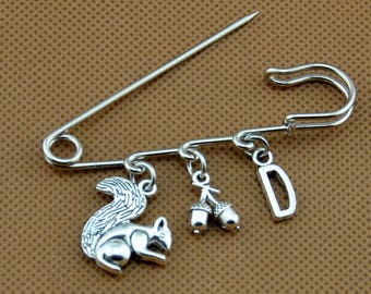 Eichhörnchen Sicherheitsnadeln, monogrammierte Sicherheitsnadeln, Sicherheit Pin Brosche Charme Anhänger 3 Schleifen, Steampunk Eichhörnchen Sicherheit Pin Brosche -1642-206