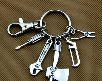 Tool charm keyring | personalised tools keyring | DIY | saw | builder gift | carpenter gift,Gifts for Dad, Tool Kit Keyring,