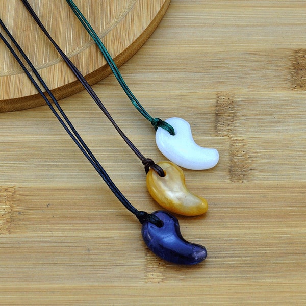 30mm gemstone crystal magatama pendant Necklace，Gemstone Comma Cord Necklace,Healing Crystal Comma Pendant with Adjustable Rope Necklace