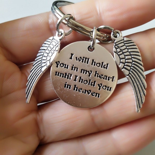 I'll Hold You In My Heart Until I Hold You In Heaven Charm keychain, Wing keychain，Memorial Keyring，Memorial, Loss, Bereavement-338-2