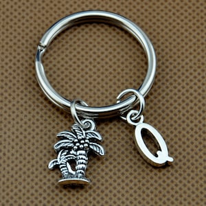 Palm Tree Keychain, Palm Tree, Tropical Keychain, Tree Keychain, Beach Themed, Personalized Keychain, Charm Keychain, Initial Charm-533-1
