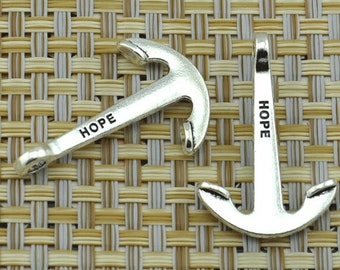 10 pcs Antique Silver HOPE Anchor Charm Pendants 26x40mm--J201808