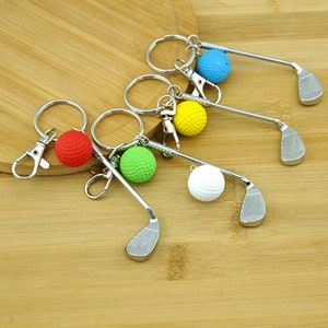 Chaveiros de bola e taco de golfe, Chaveiro esportivo, Presente de golfe com bola de golfe, Chaveiro para o pai, Chaveiro para o dia dos pais, Chaveiro para golfe, Pingente de bolsa personalizado