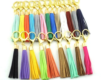 20%OFF Wholesale Mixed Color Leather Tassel,Gold plated Tassel Key Chain, leather tassel keychain,unique key chains,Large tassel keychain