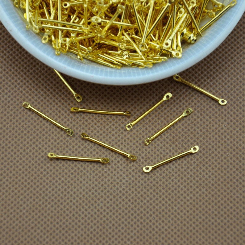 100pcs 20mm Gold/silver/bronze Metal Straight Bar DIY Jewelry Etsy