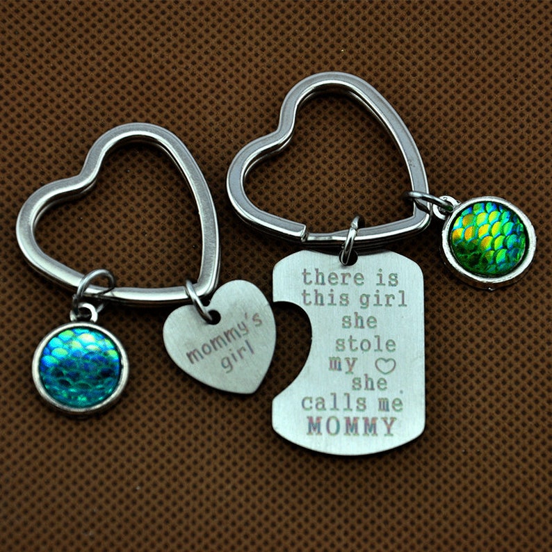 There Is This Girl-She Stole My Heart-She Calls Me Mommy Keychain mommy/'s girl,Mother/'s Day Gift,Mommy/'s Girl Matching Heart Keychain