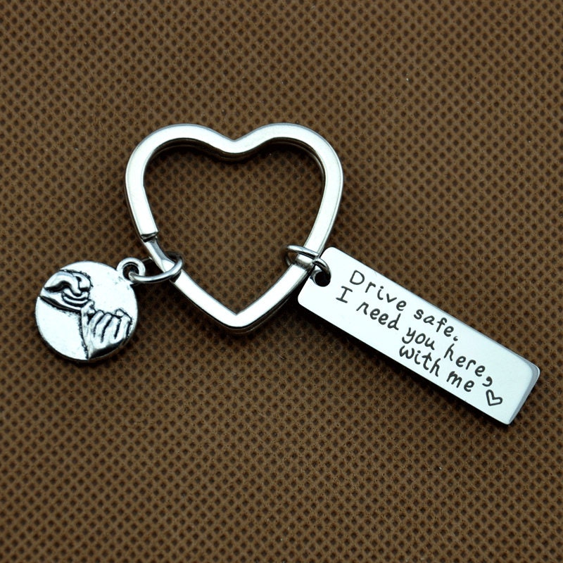 Swear Key Rings Pinkie Swear Key Ring,drive Safe, I Need You Here With Me (with Heart ...