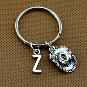 Cowboy Hat Keychain, SMALL Cowgirl Keyring, Personalized Key Chain or Bracelet or Necklace or safety pin Boyfriend Gift Gift for Him