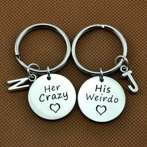 Her Crazy His Weirdo Keychains,His Crazy Her Weirdo Keychains, Couples Keychains, Personalized Boyfriend Girlfriend Gift, Anniversary Gift