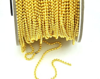 Chaîne à Billes En Laiton 1.5mm 9m/30 Pieds - Kit Complet Avec Connecteurs Pour Bijoux Et Artisanat