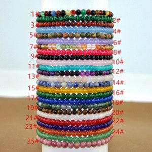 Handmade 4mm Natural Genuine Gemstones Stretchy Bracelet.Natural Stone Beads Bracelet,Simple Bracelet For Women