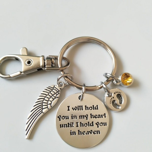 I'll Hold You In My Heart Until I Hold You In Heaven Charm keychain, Wing keychain，Memorial Keyring，Memorial, Loss, Bereavement-338-2