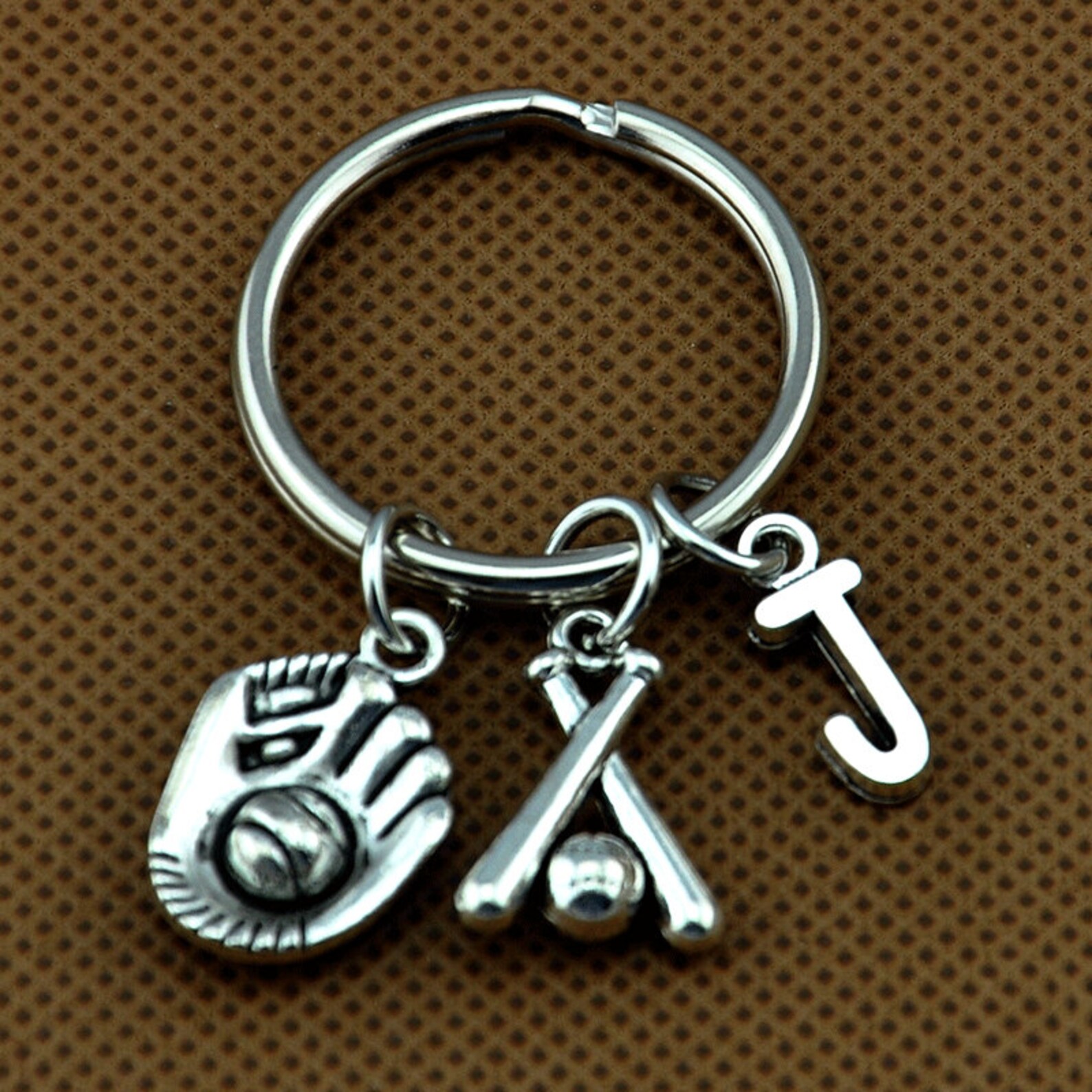 Softball Keyring With Initial Gift for Softball Player Etsy
