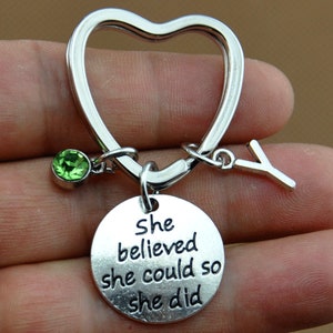 She believed she could so she did Keychain, Custom Keychain, Custom Key Ring, Graduation Keychain, Graduation Gift, Graduation Jewelry-384-1