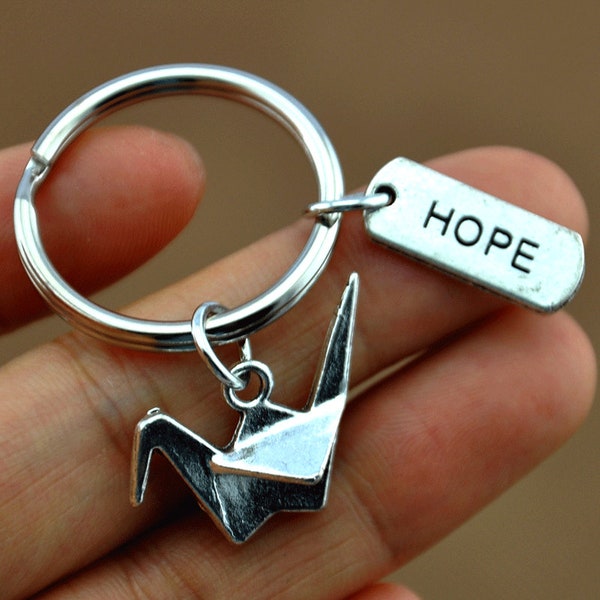 Origami Crane Keychain-Gift for Mom -HOPE Keychain -Paper Crane Keychain-Crane Keychain-Best Friend Gift - Oragami Gift-593