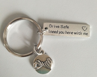 Pinkie swear Key Ring,Drive Safe Key Ring,Customizable, Keychain With Pinkie swear , Boyfriend Gift, Trucker Husband, Husband Gift,loved one