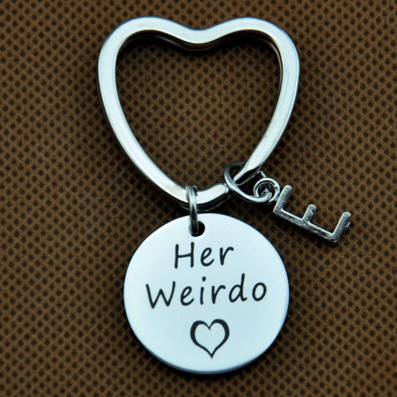 Set Portachiavi Coppia 'His Crazy Her Weirdo' - Gioielli Matching In Acciaio Inossidabile - 3