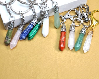 Collar con colgante de cristal curativo, collar con colgante de cristal, joyería de cristal, regalo de cristal, llavero de cristal, accesorio de bolsa, collar de piedras preciosas
