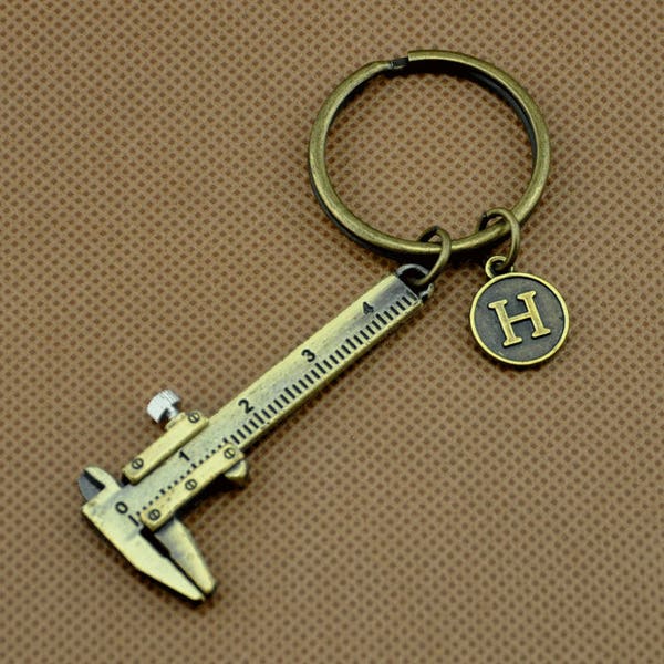 Vernier Caliper Keychain Caliper Keyring Ruler Keychain Personalized Keychain Initial Keychain Ruler Keyring Pendant Keychain-1885-1