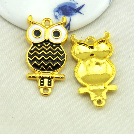 10 pcs of Antique Bronze Lovely Owl Charm Pendants 45x52mm --J20746