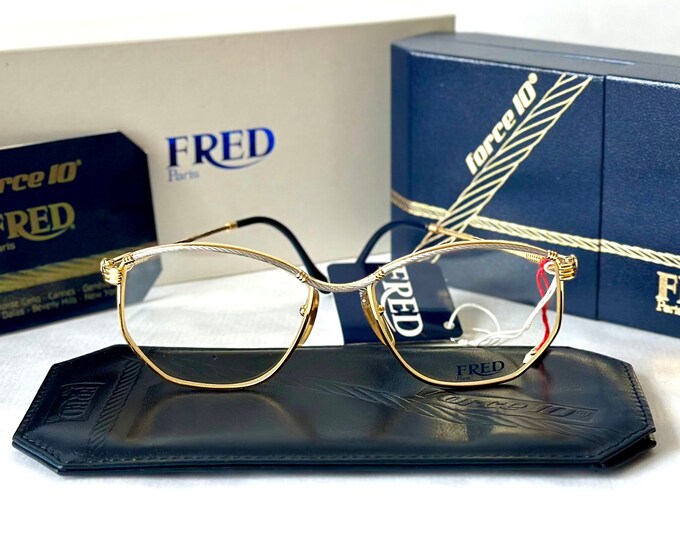 Vintage Fred Force 10 Cythere 22k Gold Glasses Full Set New Old Stock Made in France in 1989