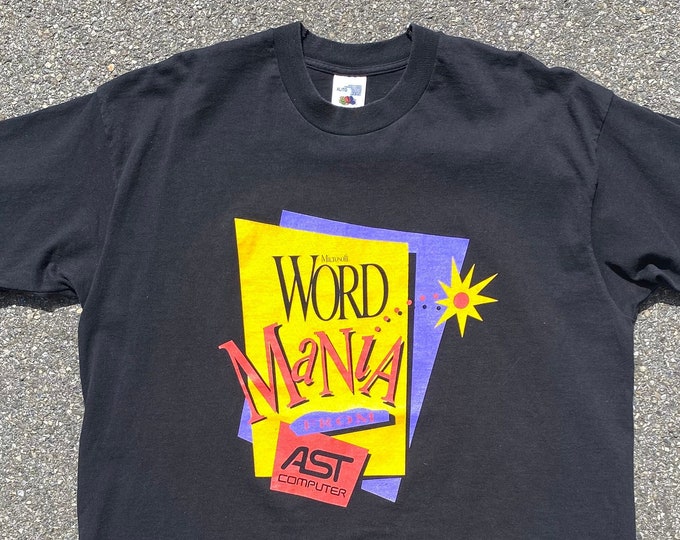 Vintage 1980s Microsoft Word Mania by AST Computer Shirt Single Stitch Fruit of the Loom Made in Canada Size XL