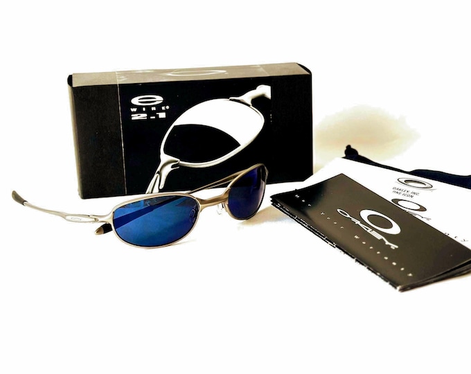 Vintage Oakley E Wire 2.1 Sunglasses: Light Ice Iridium, USA Made 2001