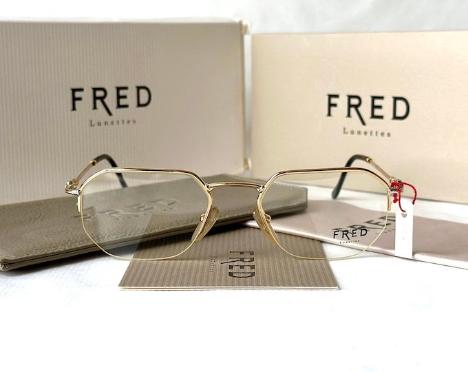 Vintage Fred Force 10 Shetland 22k Gold Sunglasses Full Set New Old Stock Made in France in the 1990s